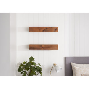 Evonne 2 piece pine deals solid wood floating shelf